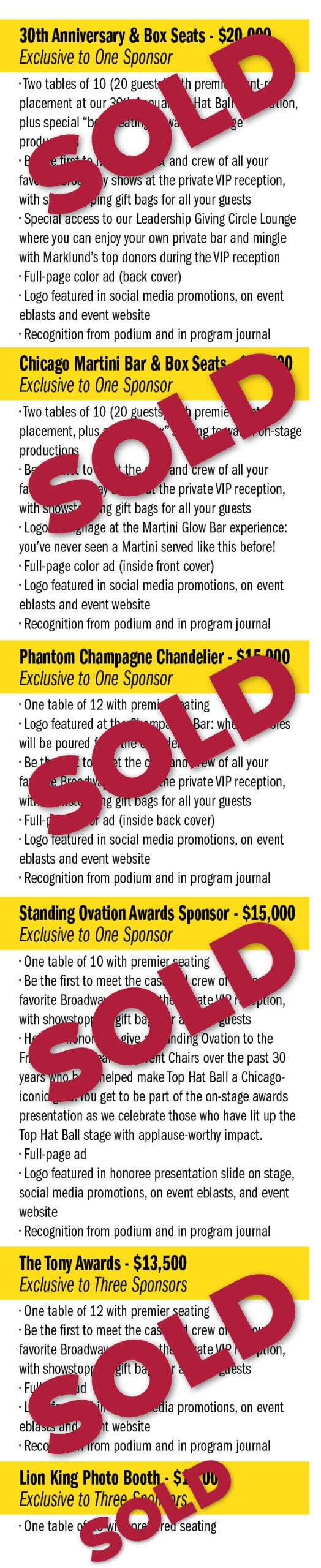 2026 Top Hat Ball Sales Brochure For more information Contact Jeannine Zupo at 630.624.9874 or jzupo@marklund.org