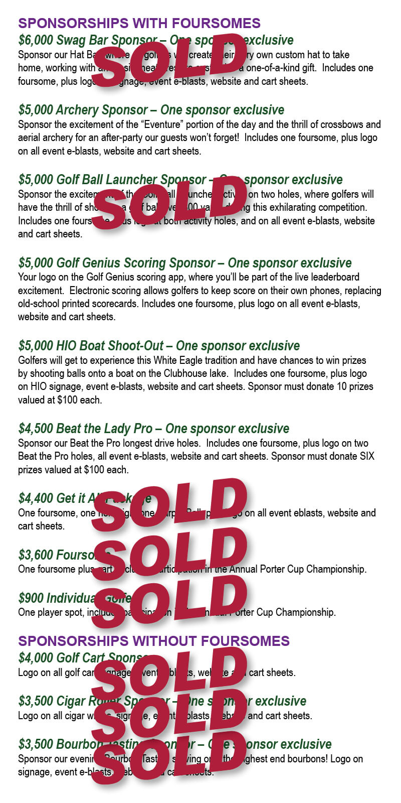 To learn more about sponsorship opportunities for this year's Golf Eventure, contact Jeannine Zupo at 630-593-5445